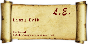 Liszy Erik névjegykártya